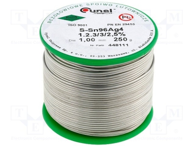 Тинол SN96A-1.0/0.25 Свързв.в-во Sn96,3Ag3,7 тел 1mm 0,25kg Флюс No Clean F-SW32